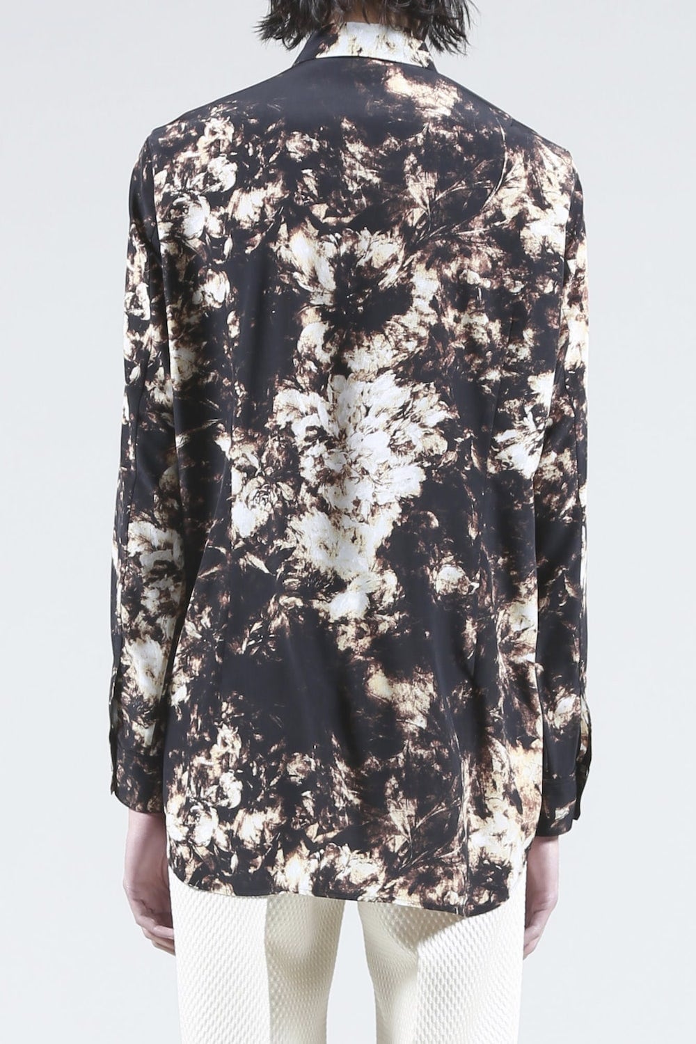 Flower Print Shirt (Black×Cream)