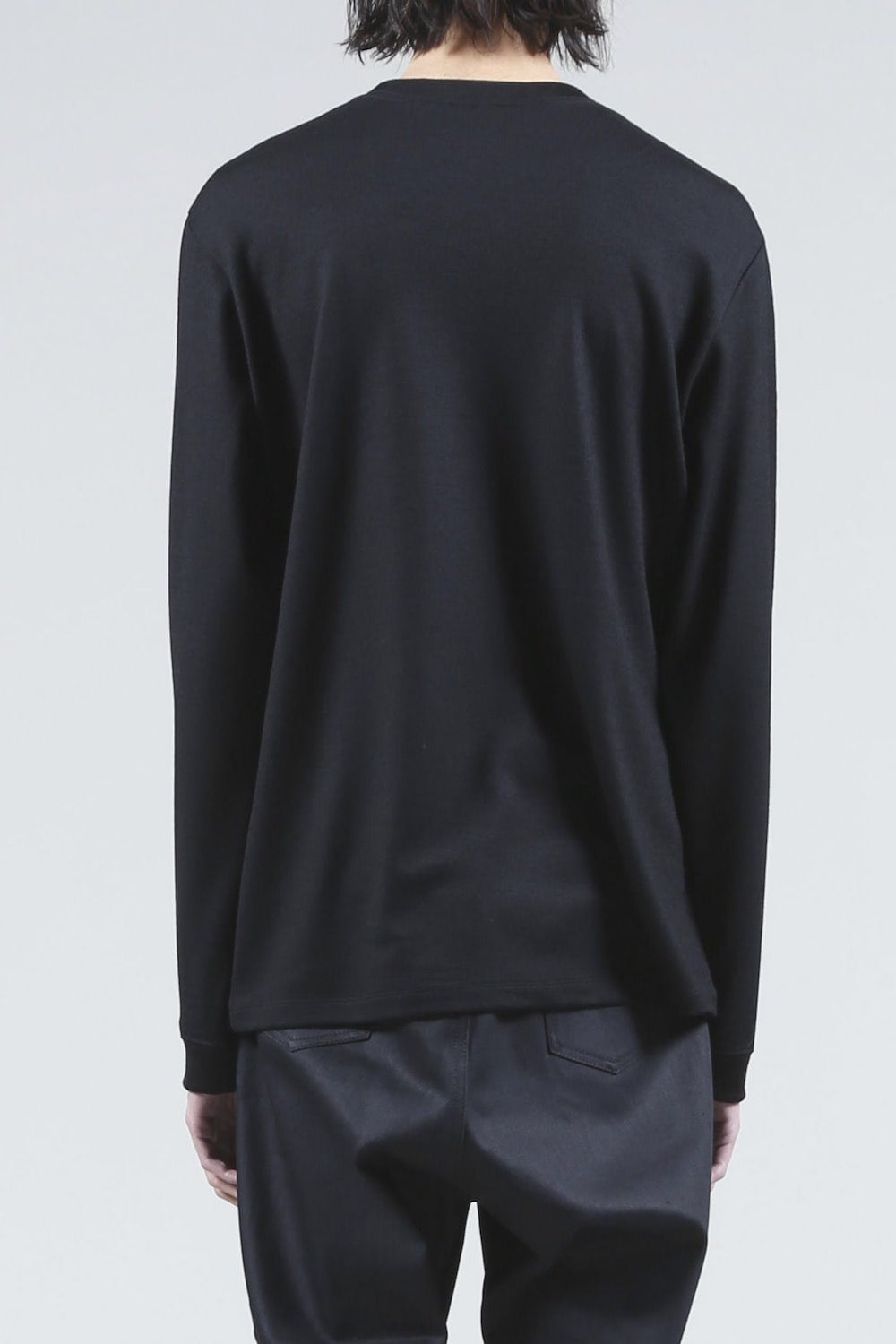 Washable Wool Crewneck Pullover (Black)