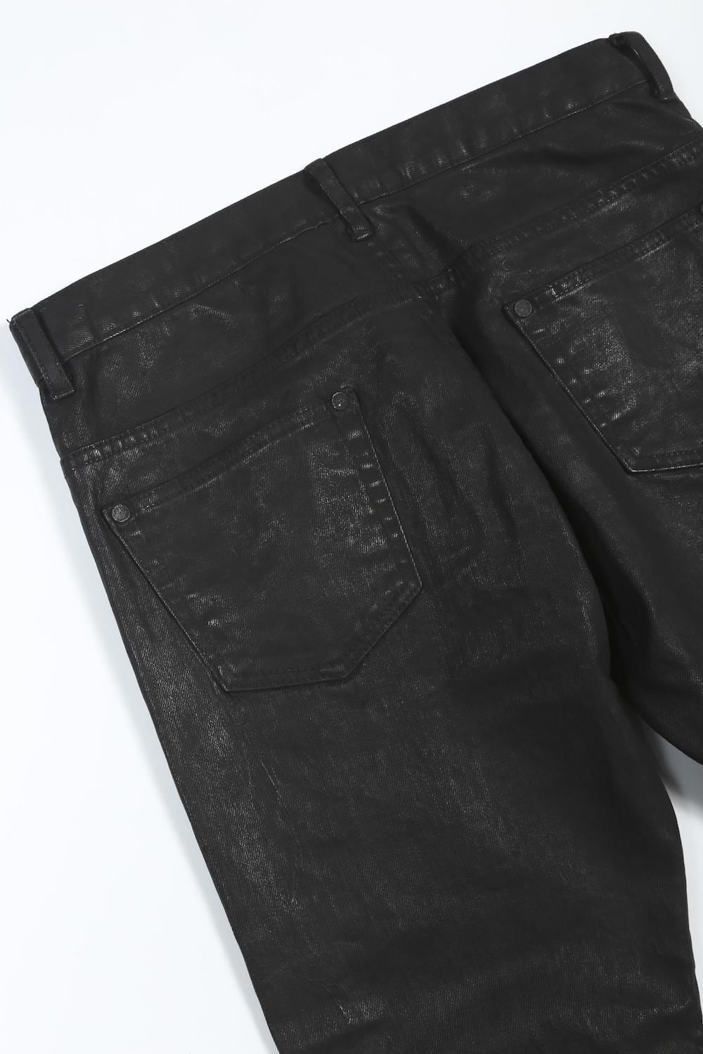 Real Black Coating Denim Pants