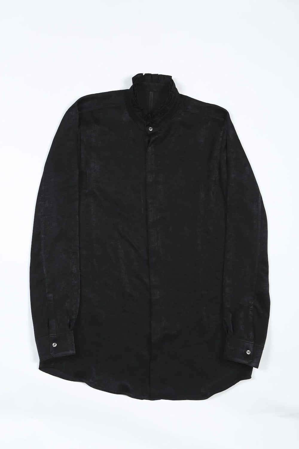 Satin Frill Shirt (Black)