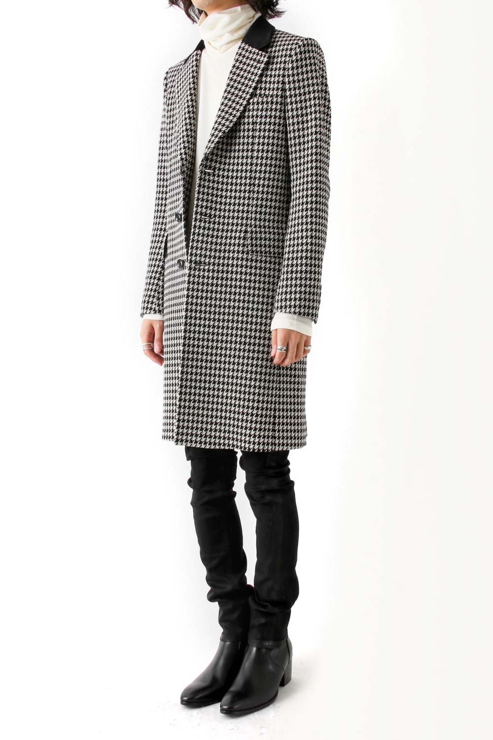 CHECK JACQUARD COAT