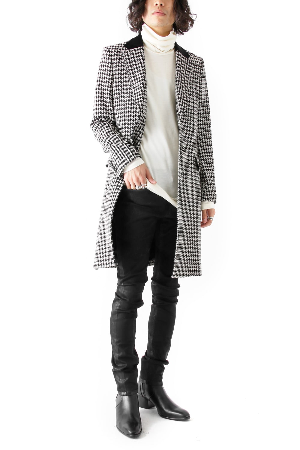 CHECK JACQUARD COAT