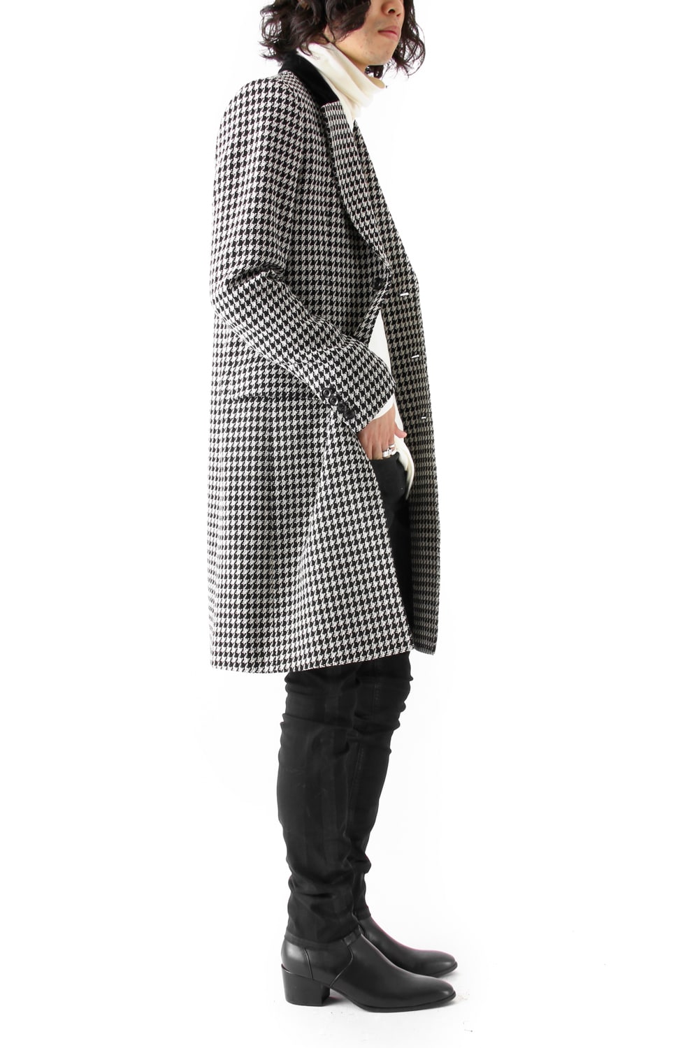 CHECK JACQUARD COAT