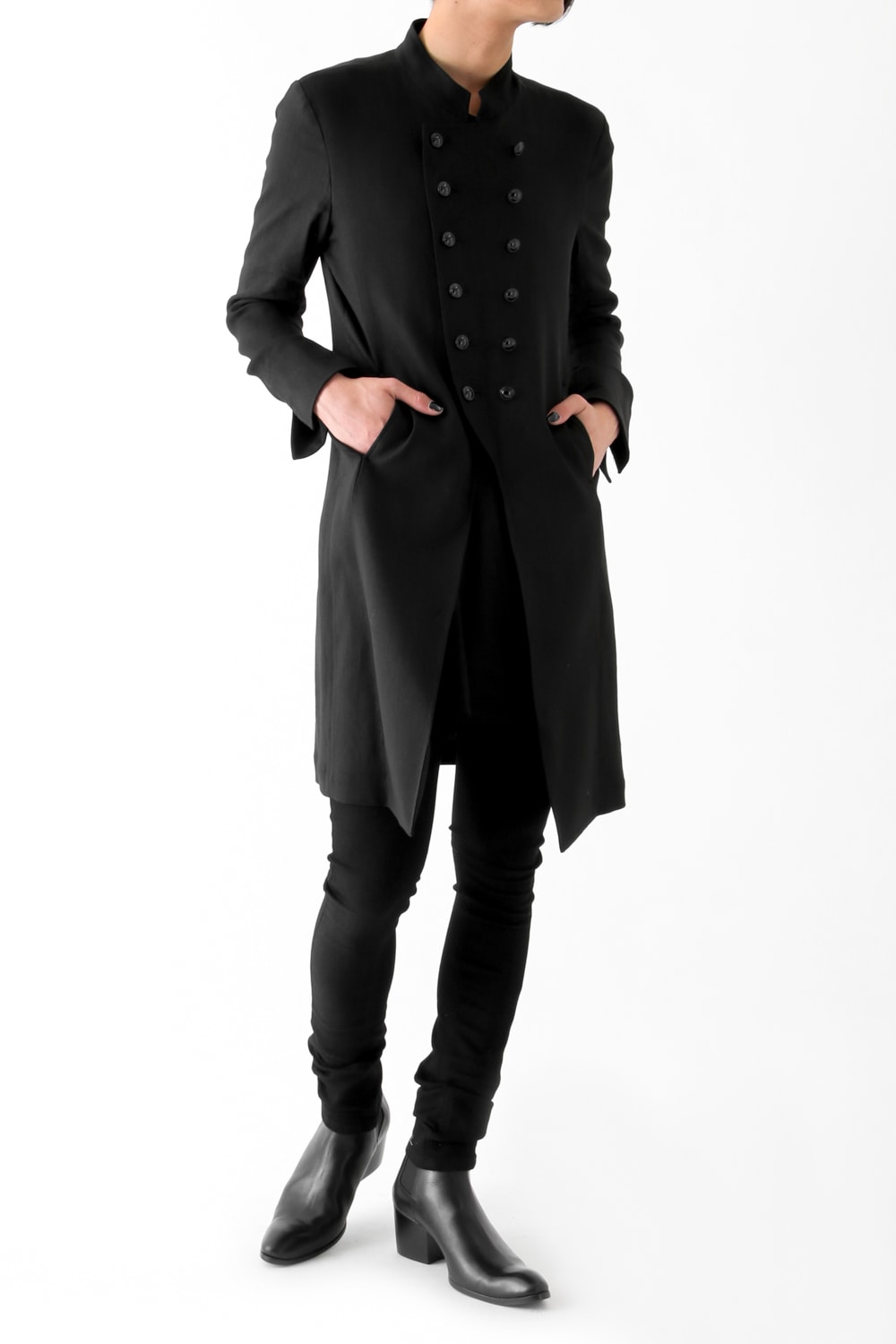 17S Vis/L Stretch Twill Napoleon Long Jacket BLACK