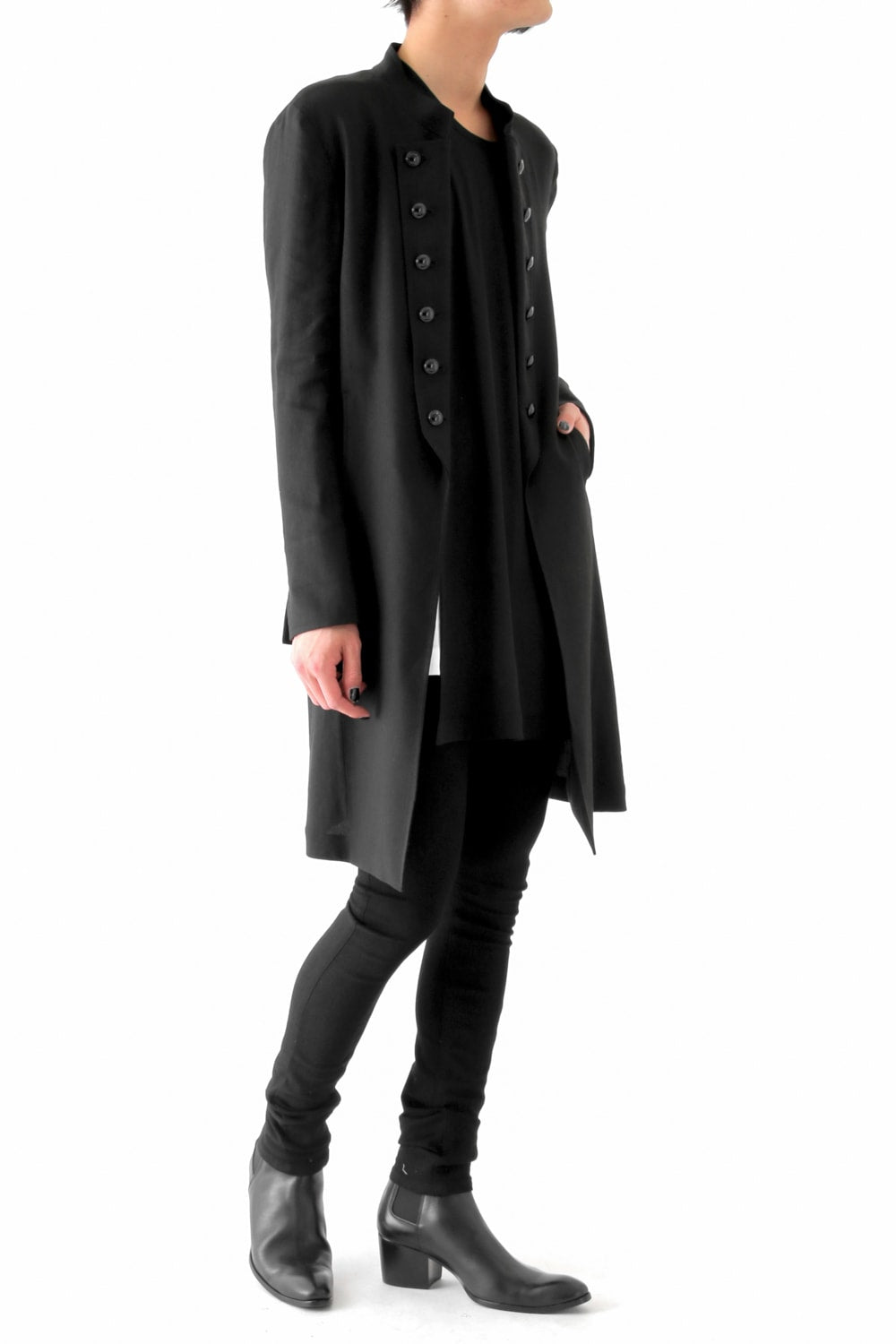 17S Vis/L Stretch Twill Napoleon Long Jacket BLACK