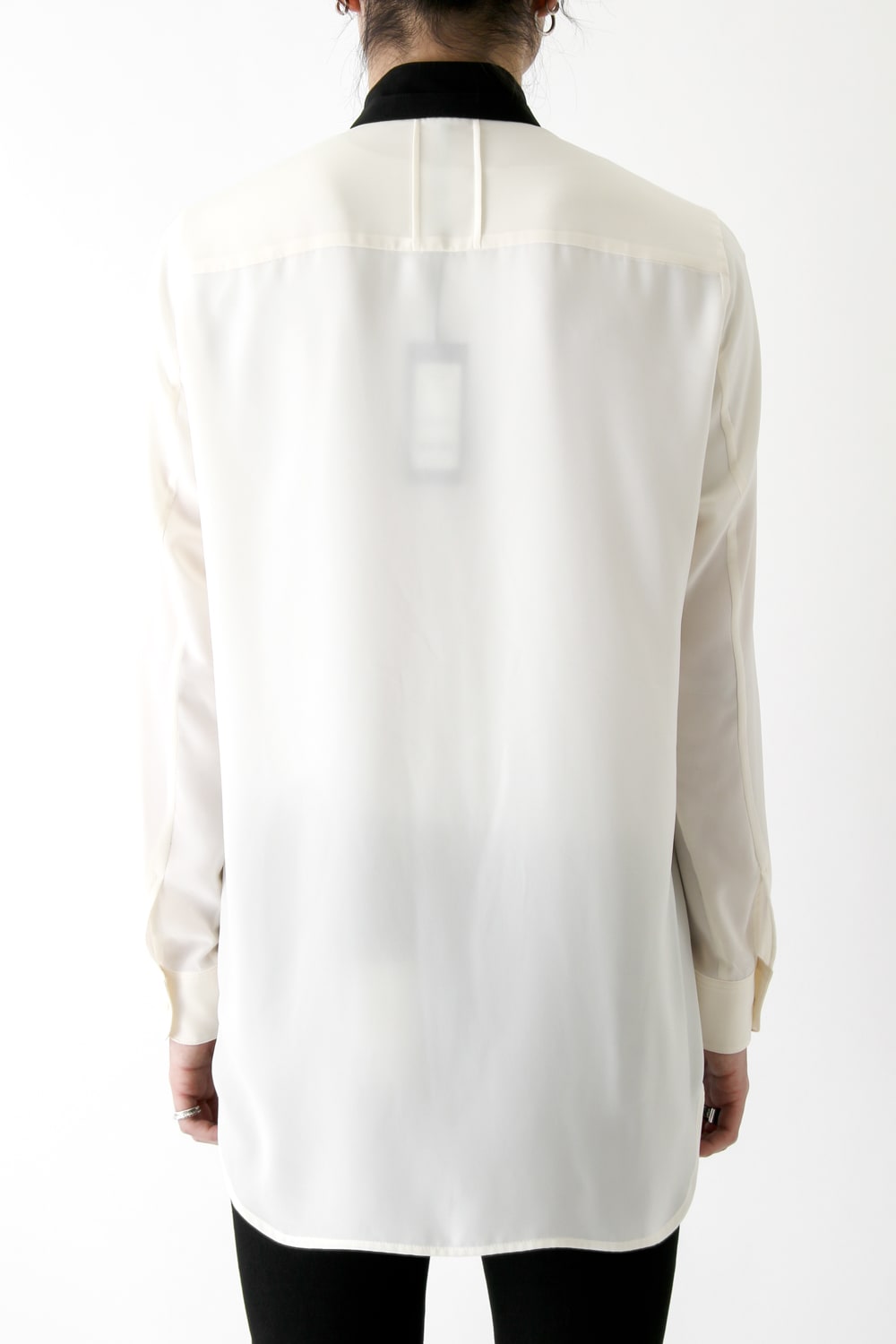 LAMBERT CREPE DE CHINE STAND BOW COLLAR SHIRT (ECRU)