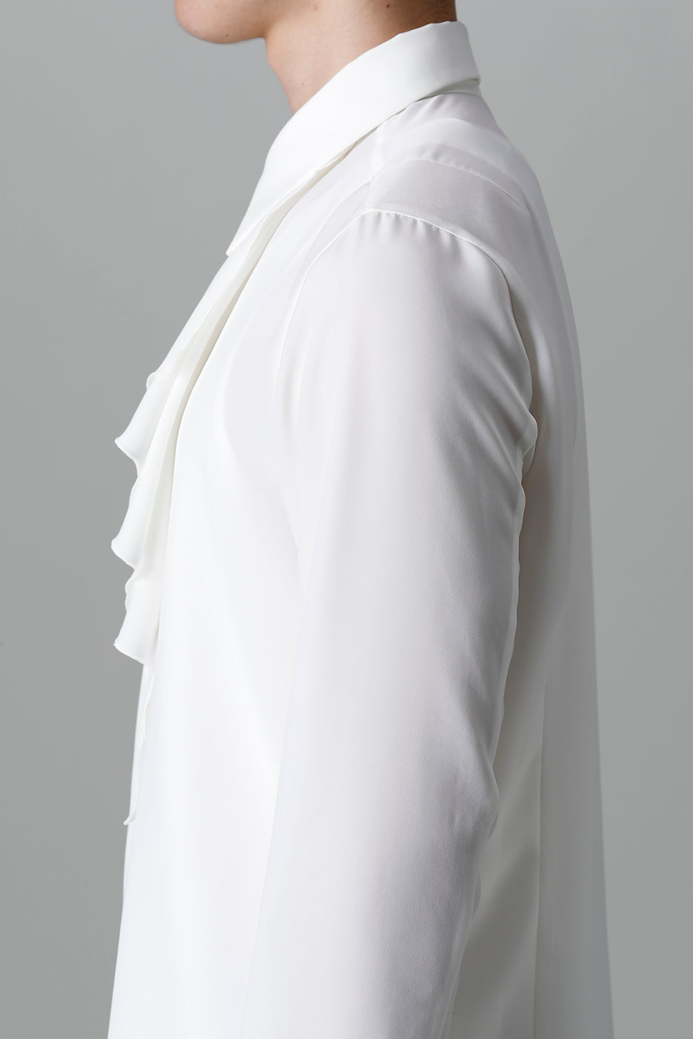 Drape Faille Ruffle Shirt Off White