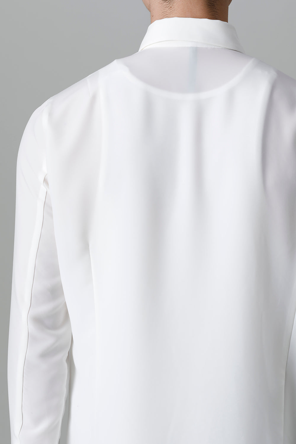 Drape Faille Ruffle Shirt Off White