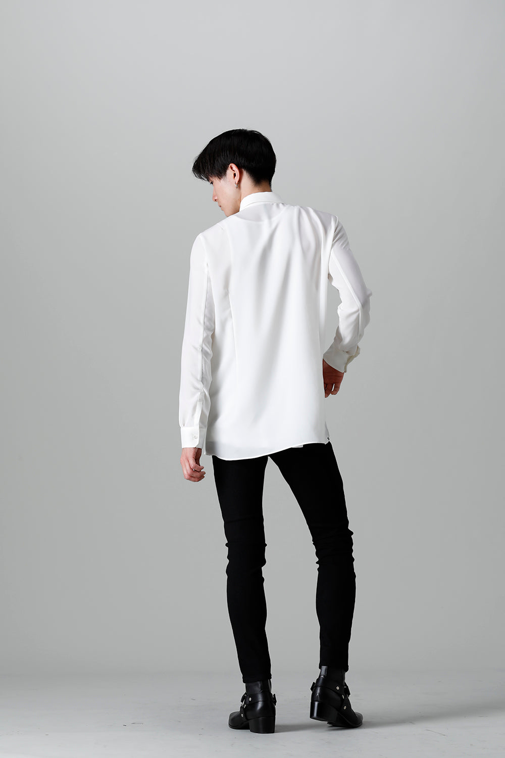 Drape Faille Ruffle Shirt Off White