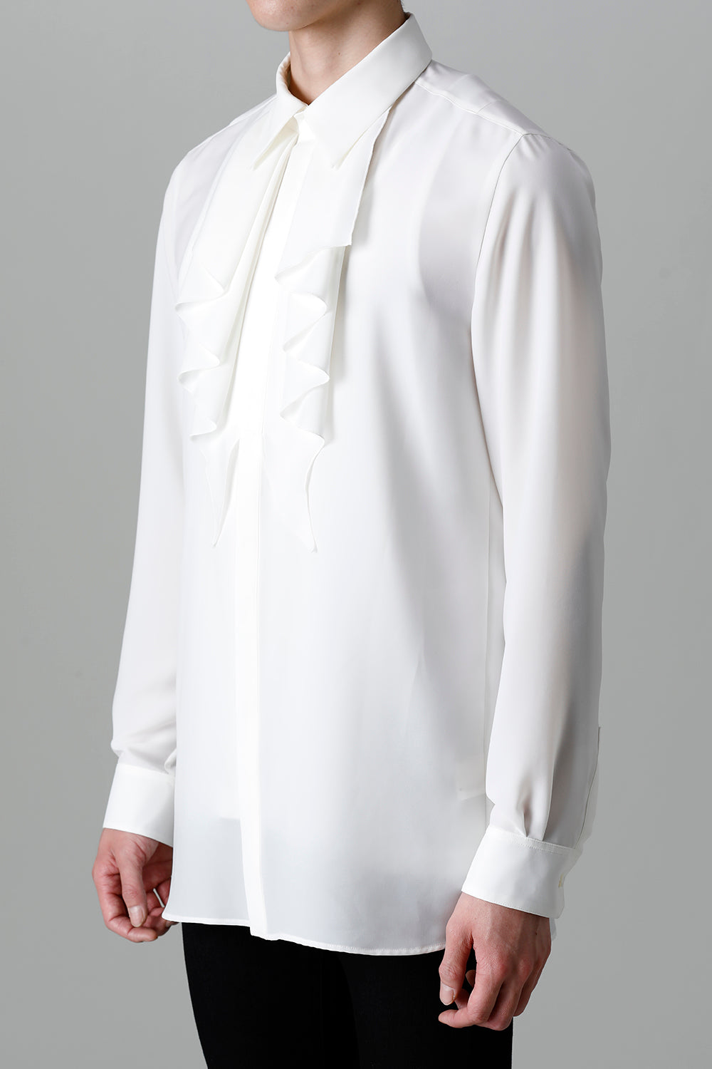 Drape Faille Ruffle Shirt Off White