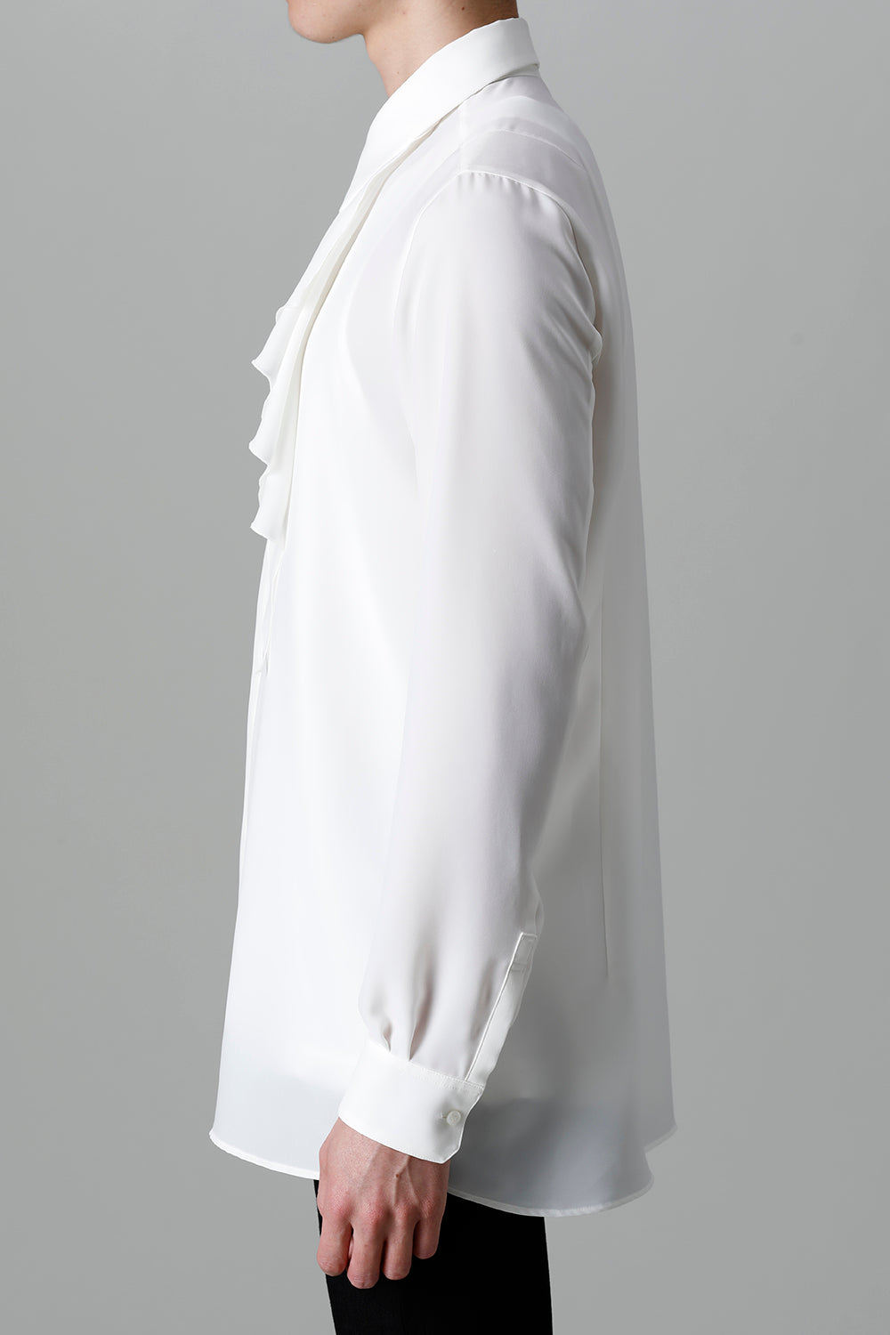 Drape Faille Ruffle Shirt Off White