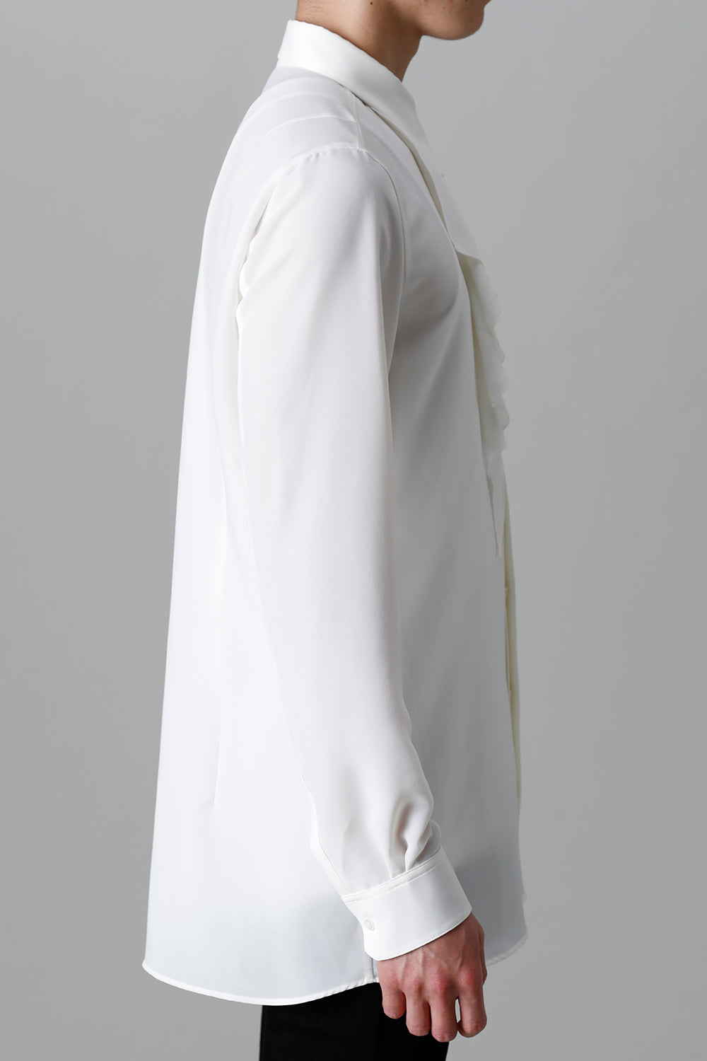 Drape Faille Ruffle Shirt Off White
