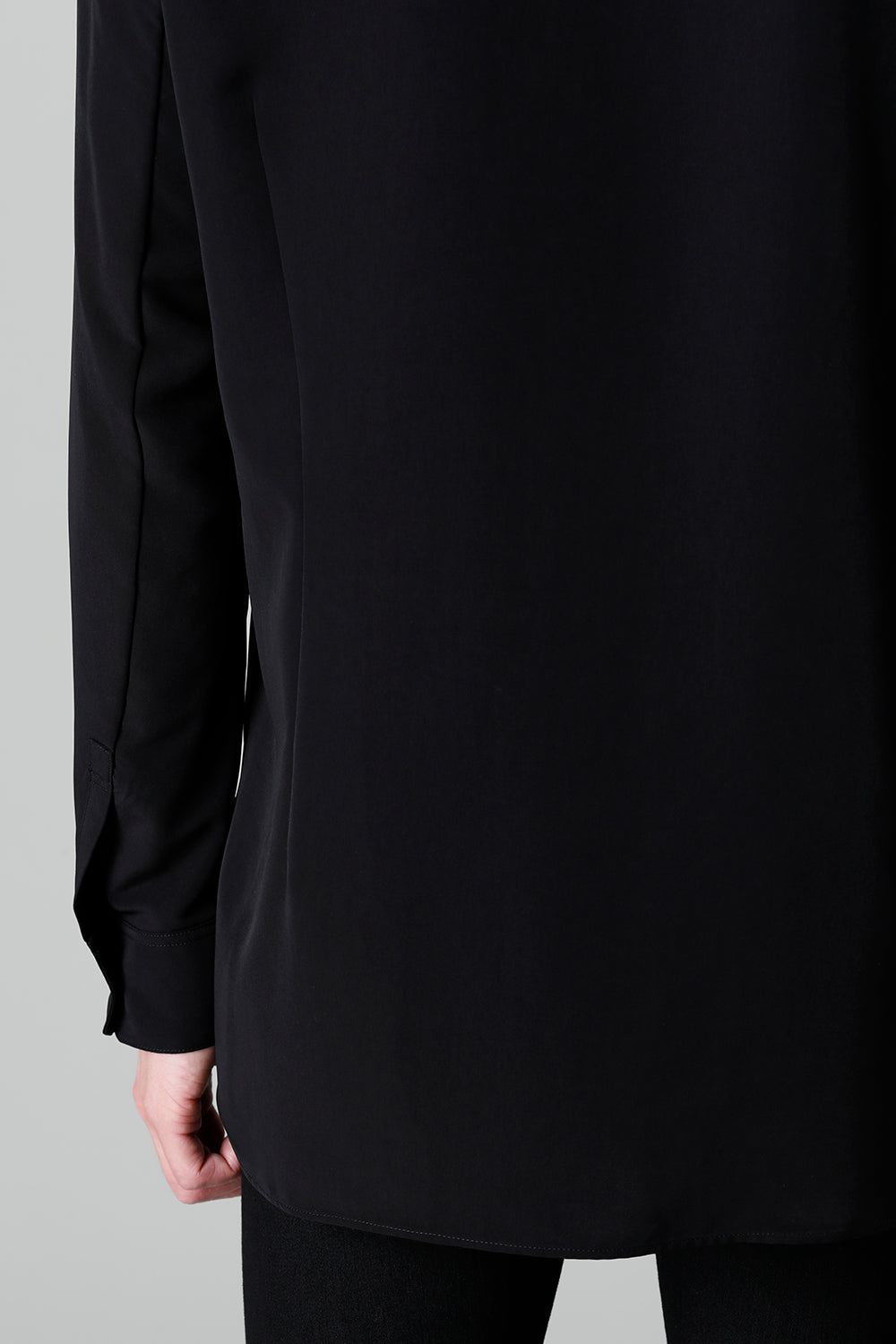 Drape Faille Bow Collar Shirt Black