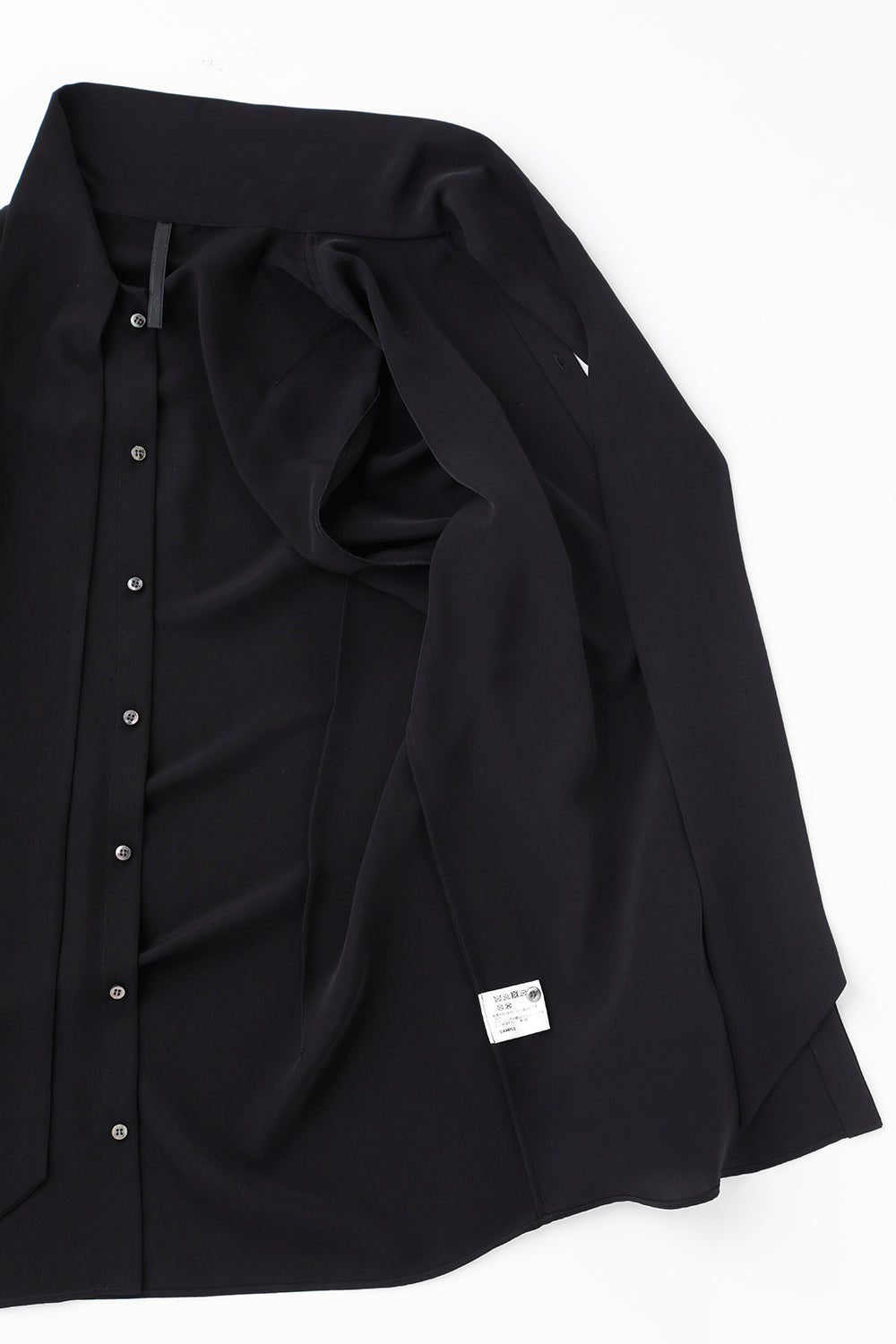 Drape Faille Bow Collar Shirt Black