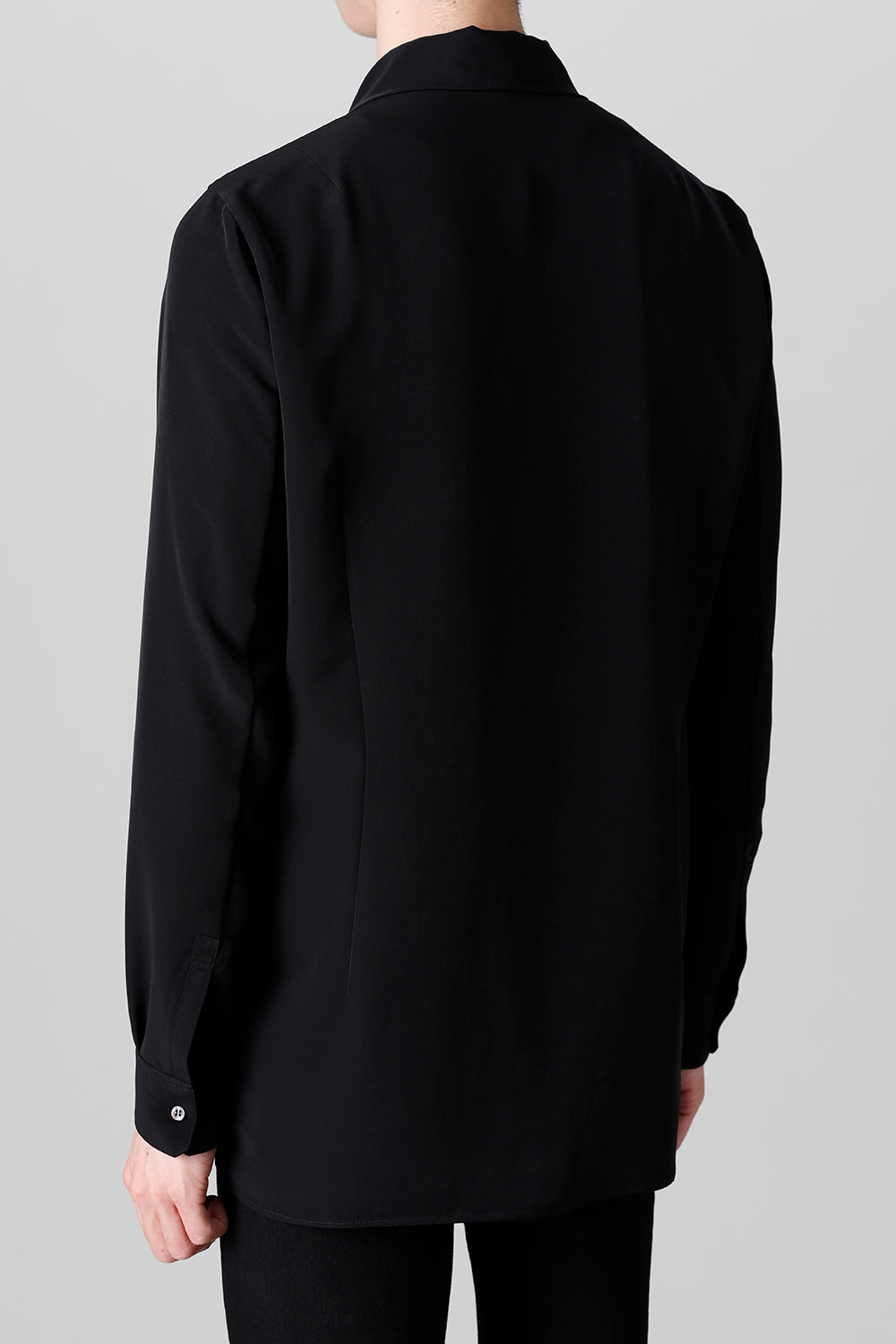 Drape Faille Bow Collar Shirt Black