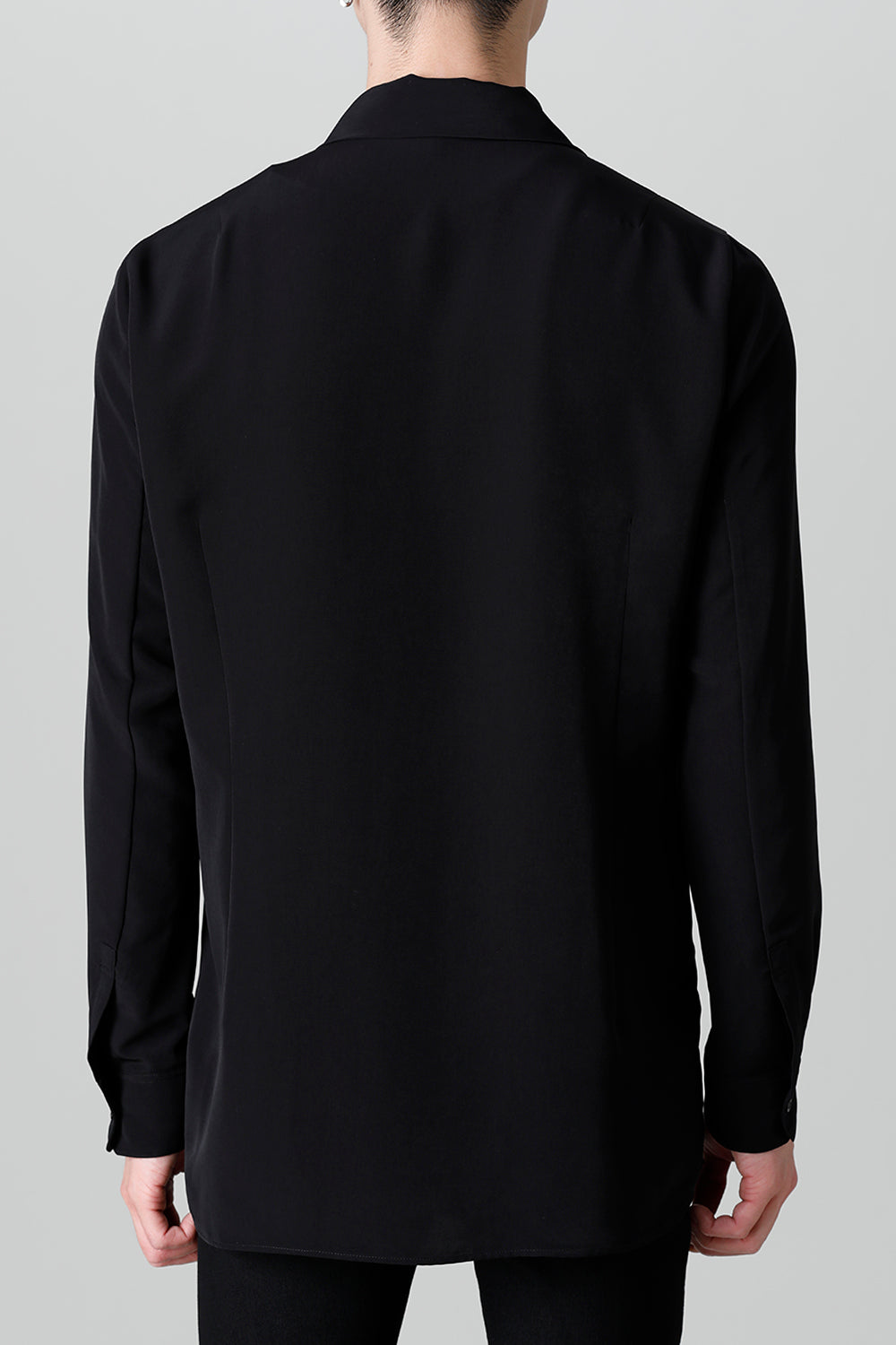 Drape Faille Bow Collar Shirt Black