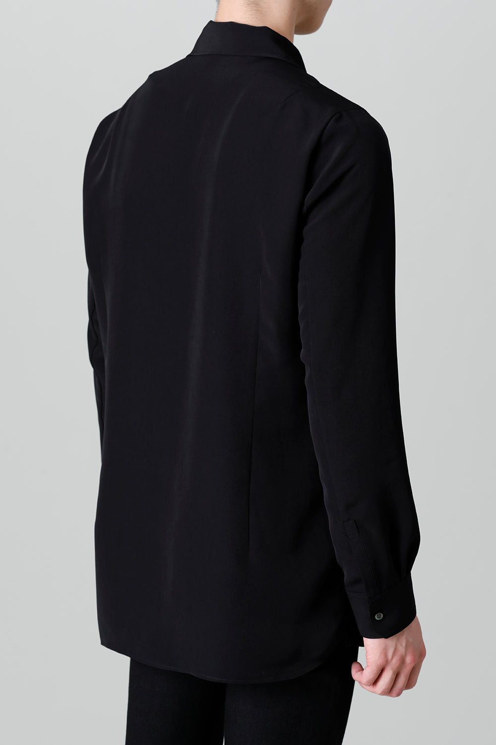 Drape Faille Bow Collar Shirt Black