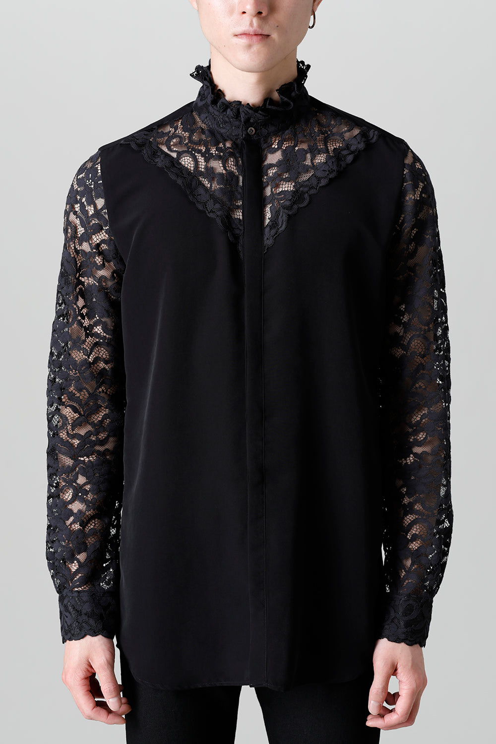 Dendrobium Race Victorian Lace Shirt Black