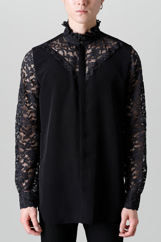 Dendrobium Race Victorian Lace Shirt Black