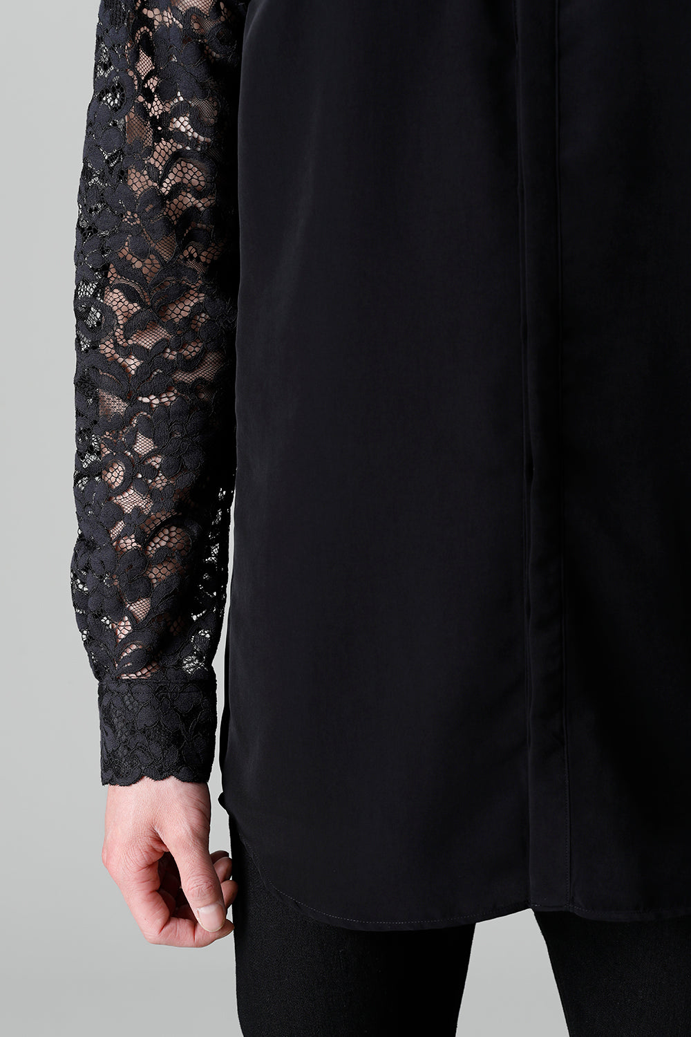 Dendrobium Race Victorian Lace Shirt Black