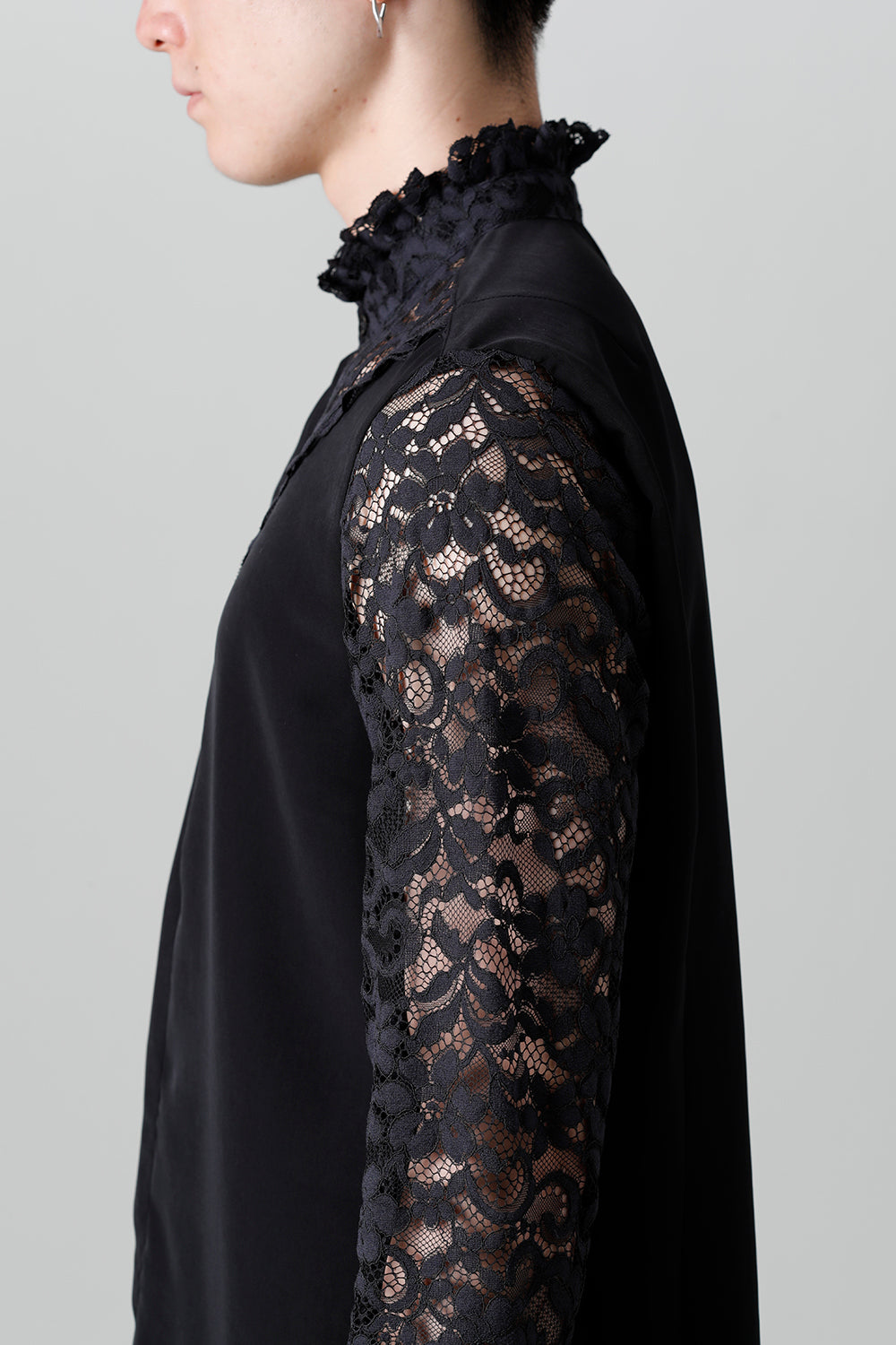 Dendrobium Race Victorian Lace Shirt Black