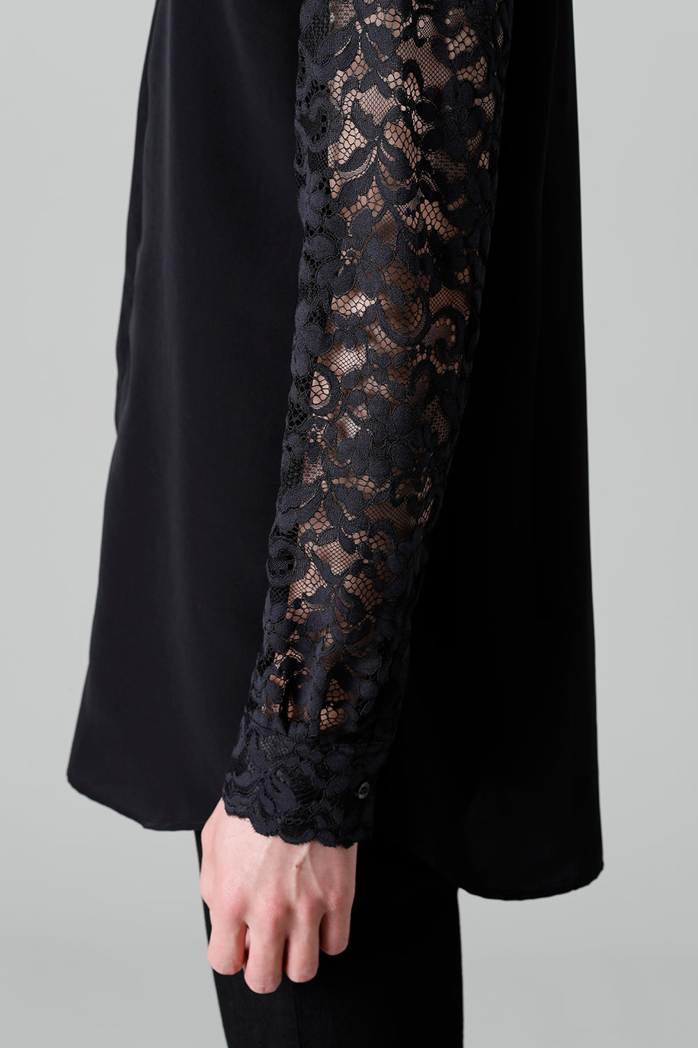 Dendrobium Race Victorian Lace Shirt Black