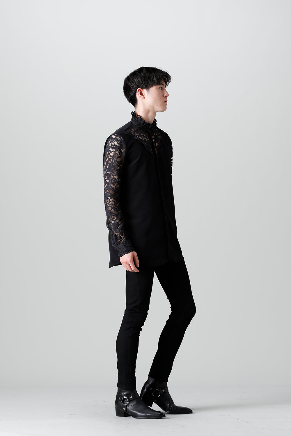 Dendrobium Race Victorian Lace Shirt Black
