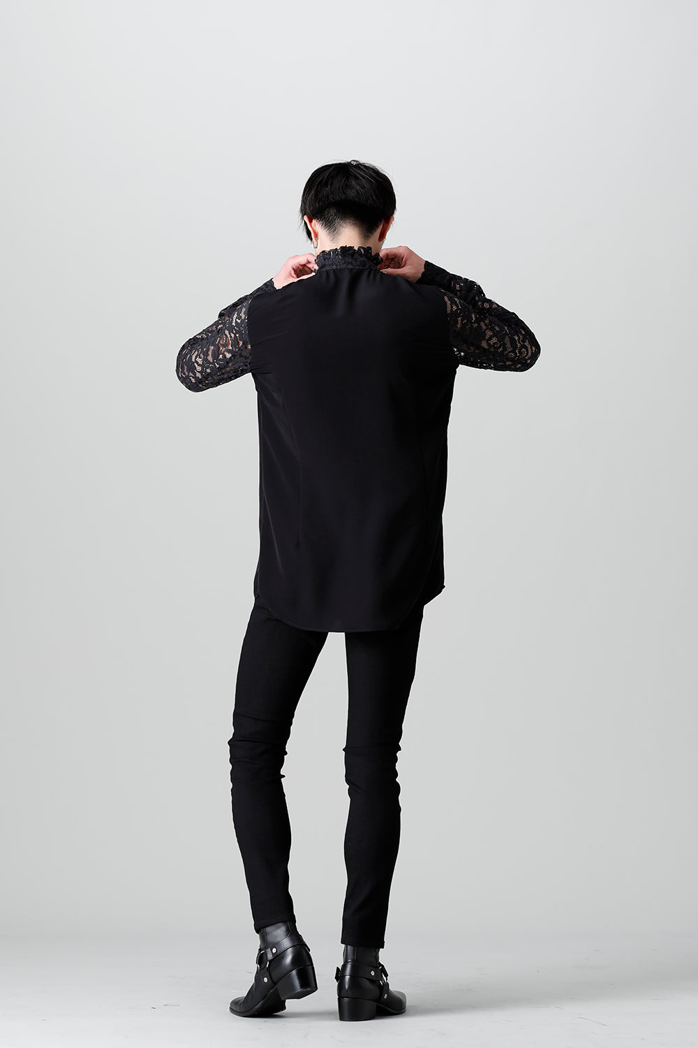 Dendrobium Race Victorian Lace Shirt Black