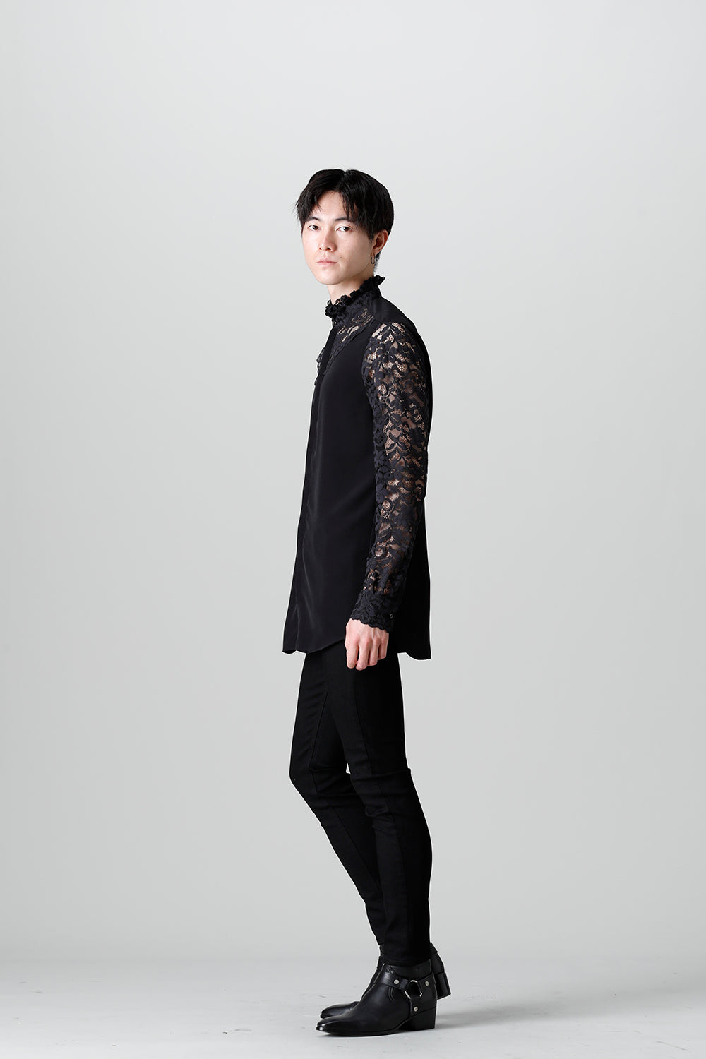 Dendrobium Race Victorian Lace Shirt Black