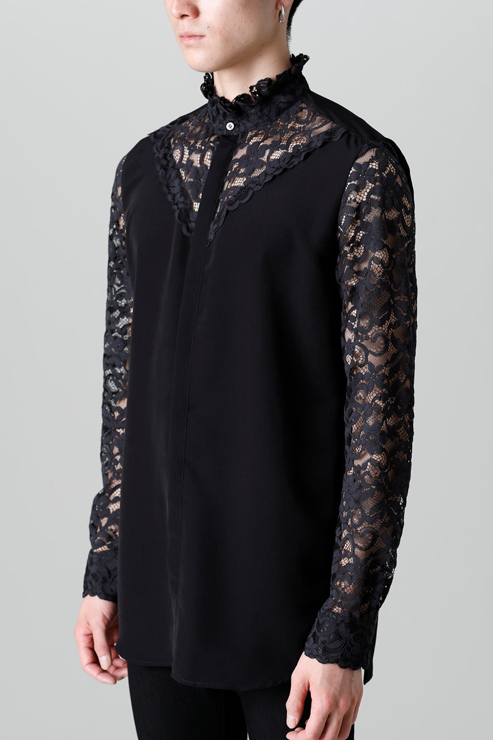 Dendrobium Race Victorian Lace Shirt Black