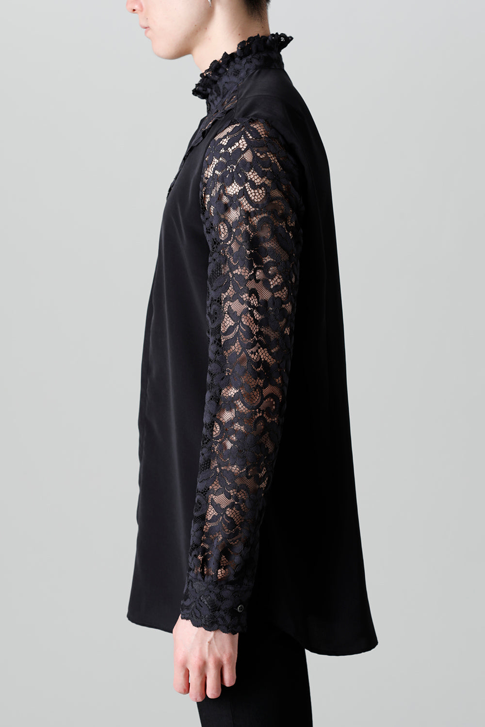 Dendrobium Race Victorian Lace Shirt Black