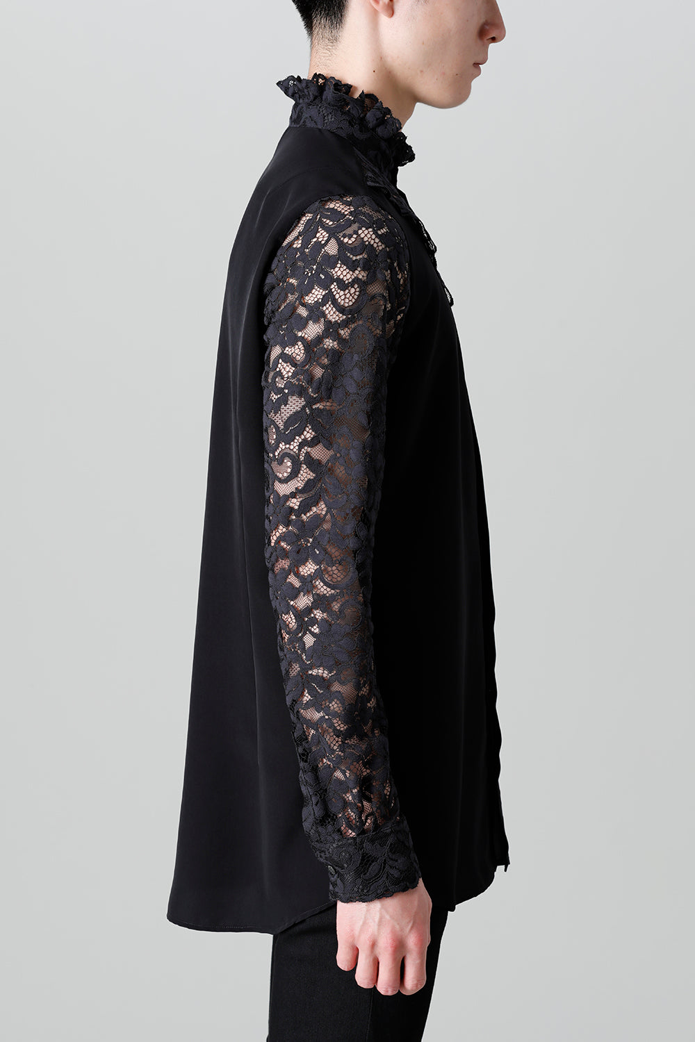 Dendrobium Race Victorian Lace Shirt Black