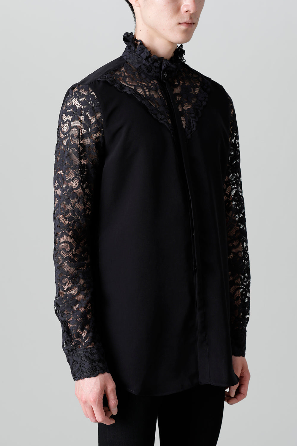 Dendrobium Race Victorian Lace Shirt Black