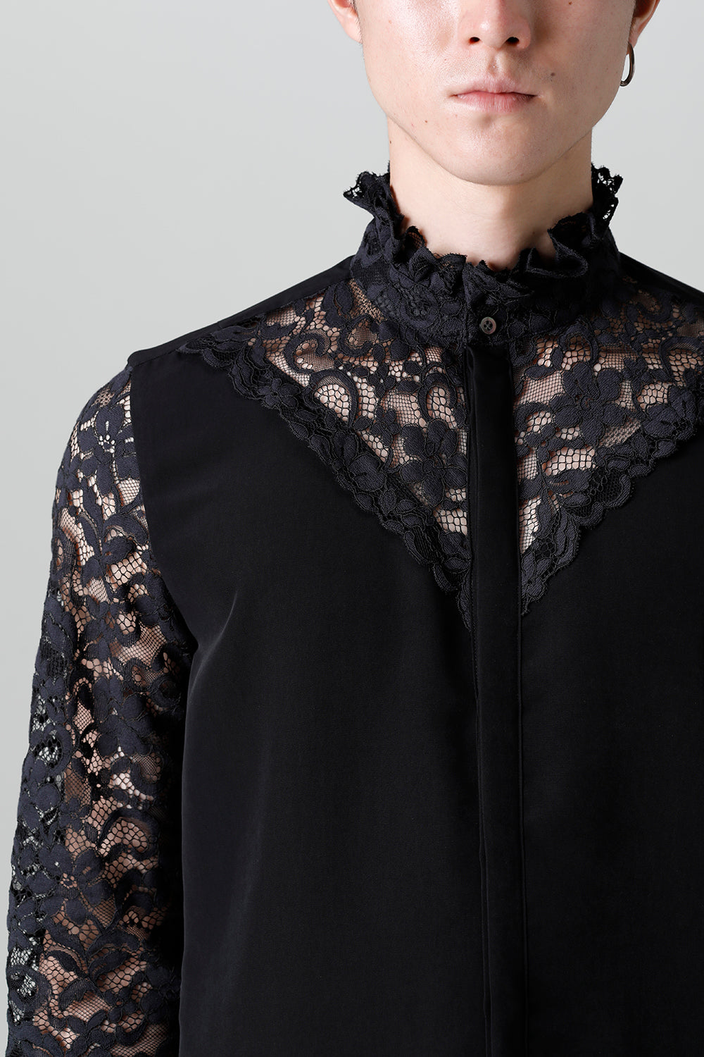 Dendrobium Race Victorian Lace Shirt Black