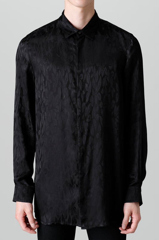 VIS/CU Leaf Jacquard Regular Shirt Black