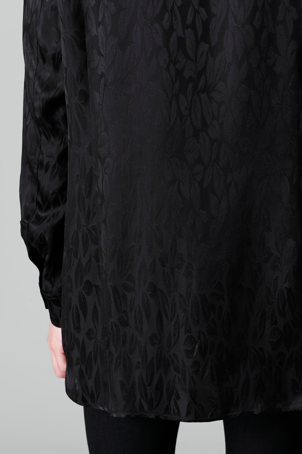 VIS/CU Leaf Jacquard Regular Shirt Black