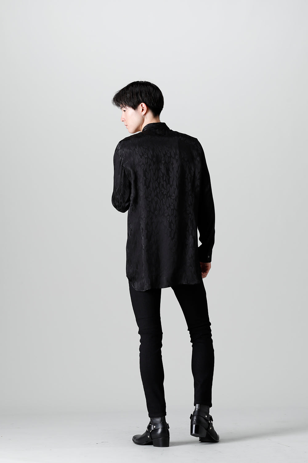 VIS/CU Leaf Jacquard Regular Shirt Black