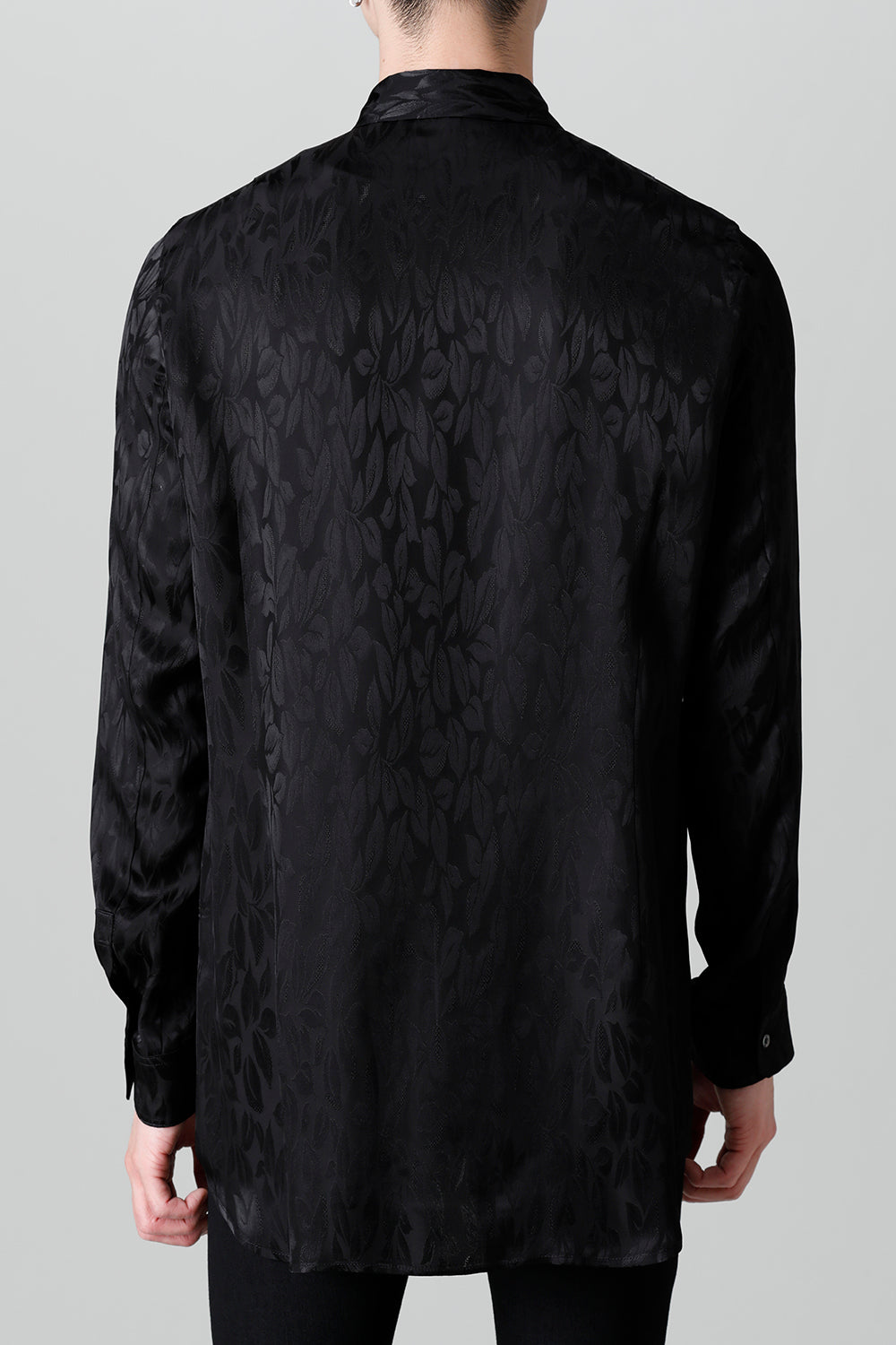 VIS/CU Leaf Jacquard Regular Shirt Black