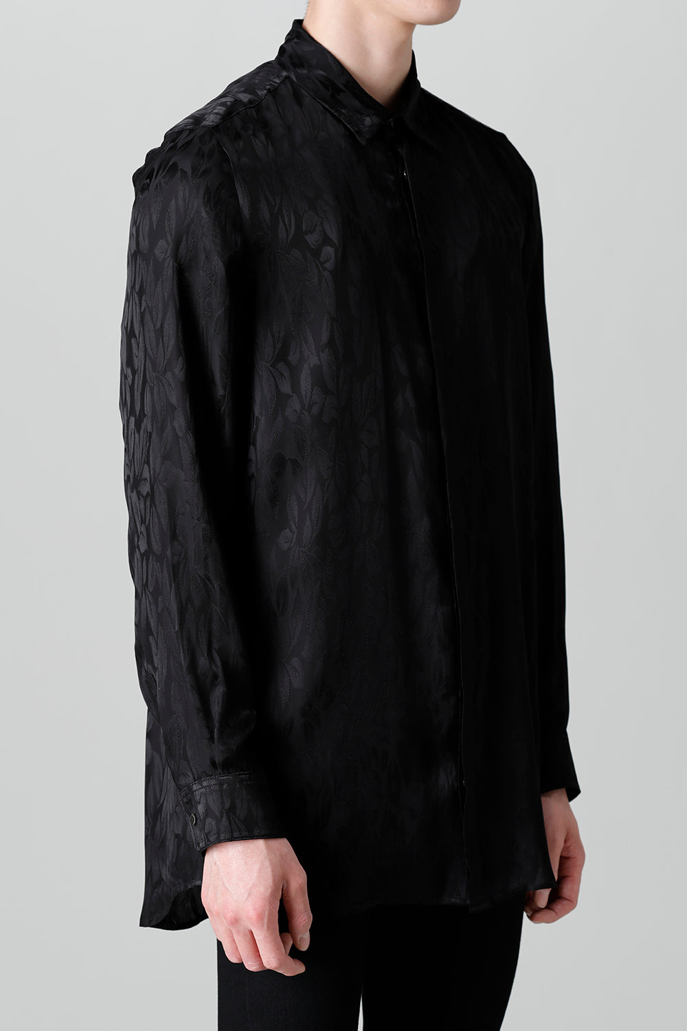 VIS/CU Leaf Jacquard Regular Shirt Black