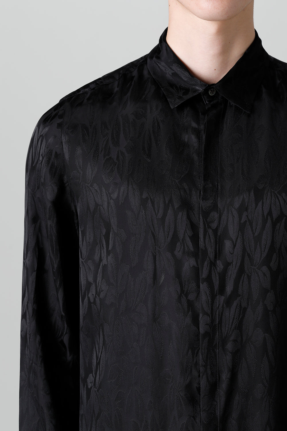 VIS/CU Leaf Jacquard Regular Shirt Black