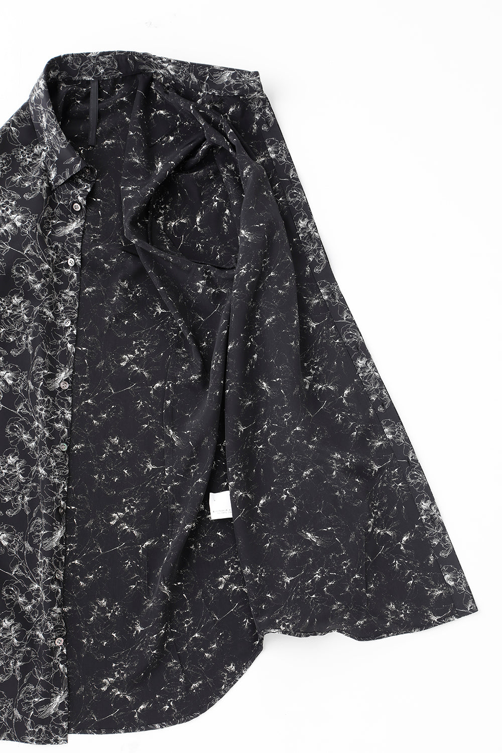 Decin Flower Print Regular Shirt Black×Off White