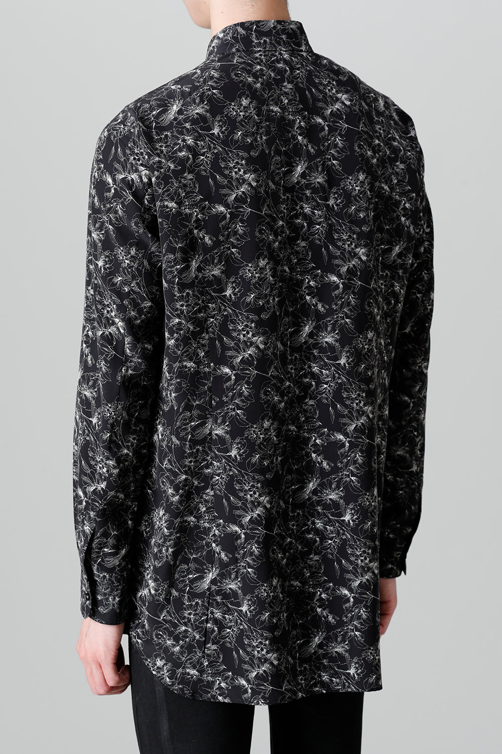 Decin Flower Print Regular Shirt Black×Off White