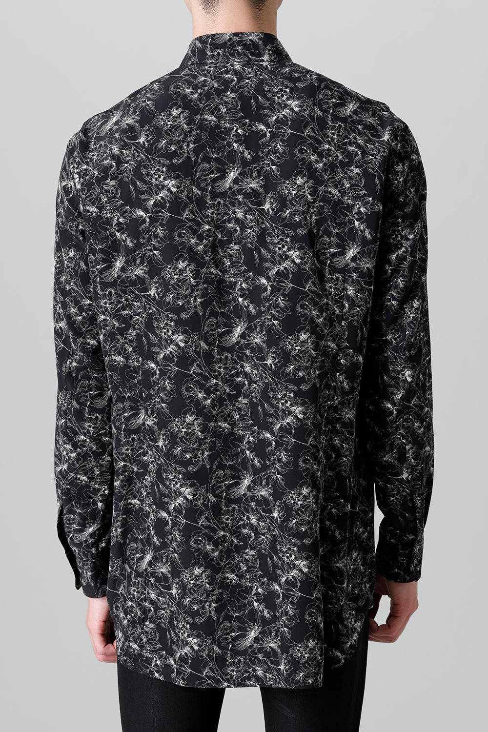 Decin Flower Print Regular Shirt Black×Off White