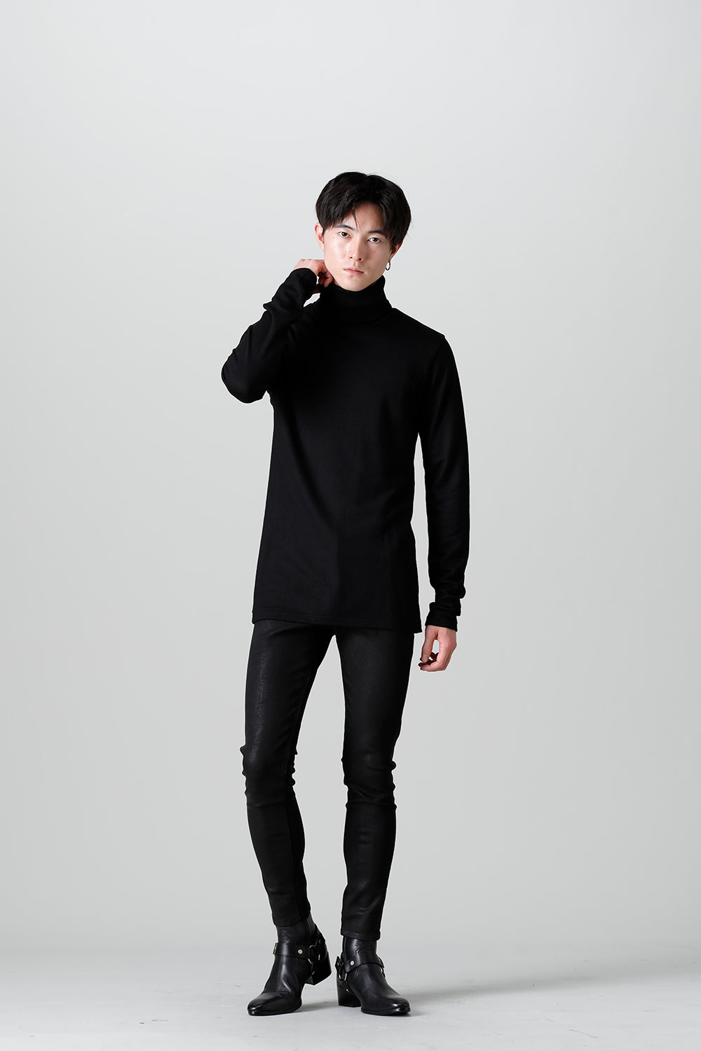 2/48 Mild Washable Jersey Turtleneck Pullover Black