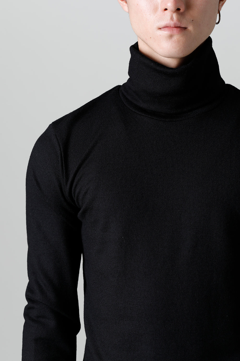 2/48 Mild Washable Jersey Turtleneck Pullover Black