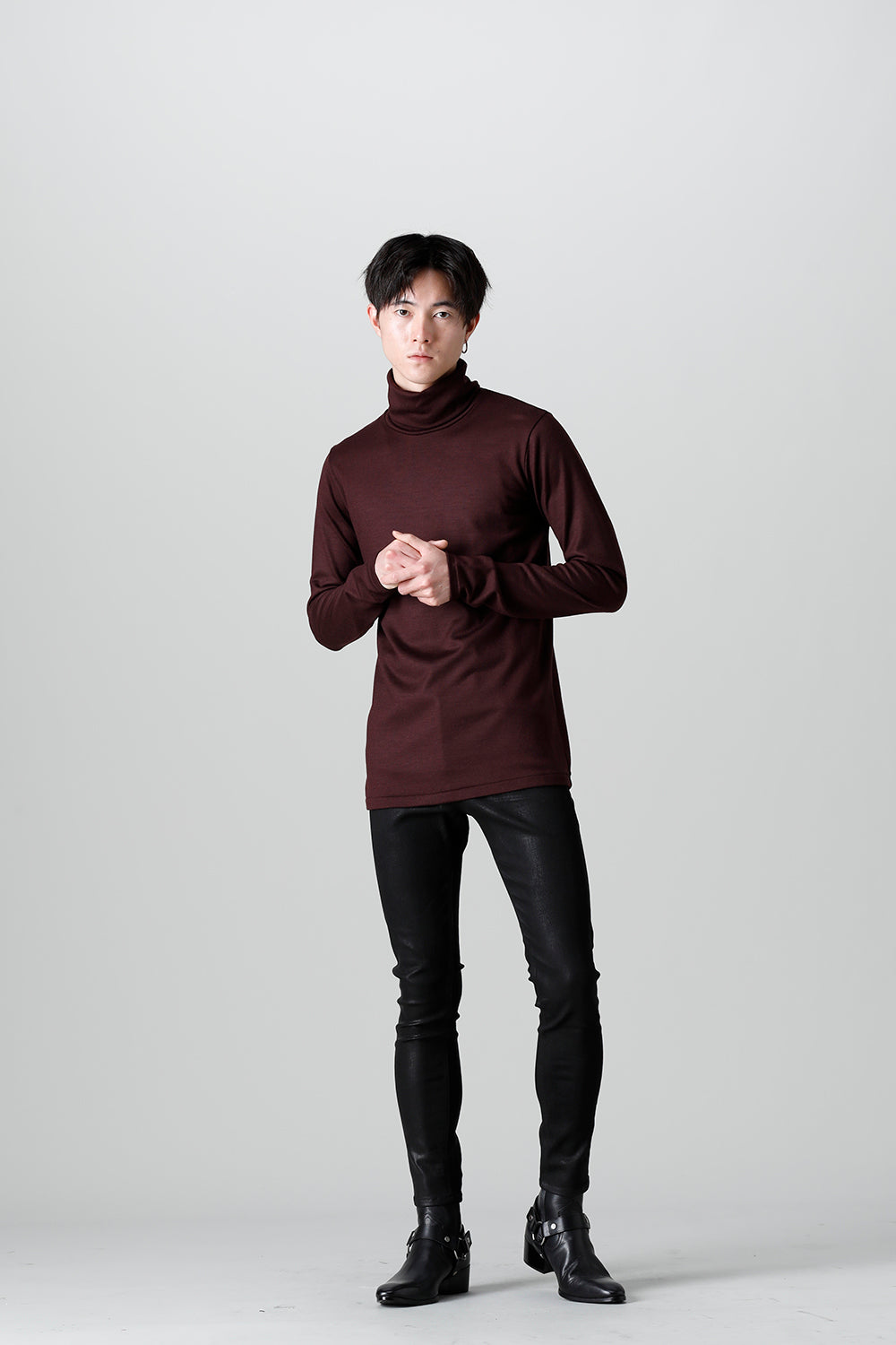 2/48 Mild Washable Jersey Turtleneck Pullover Bordeaux