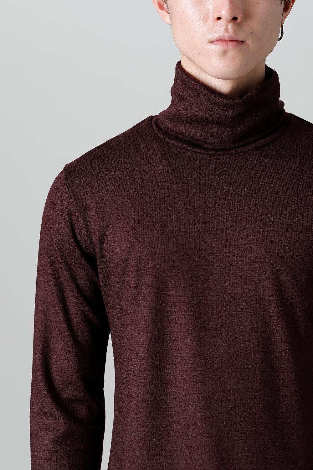 2/48 Mild Washable Jersey Turtleneck Pullover Bordeaux