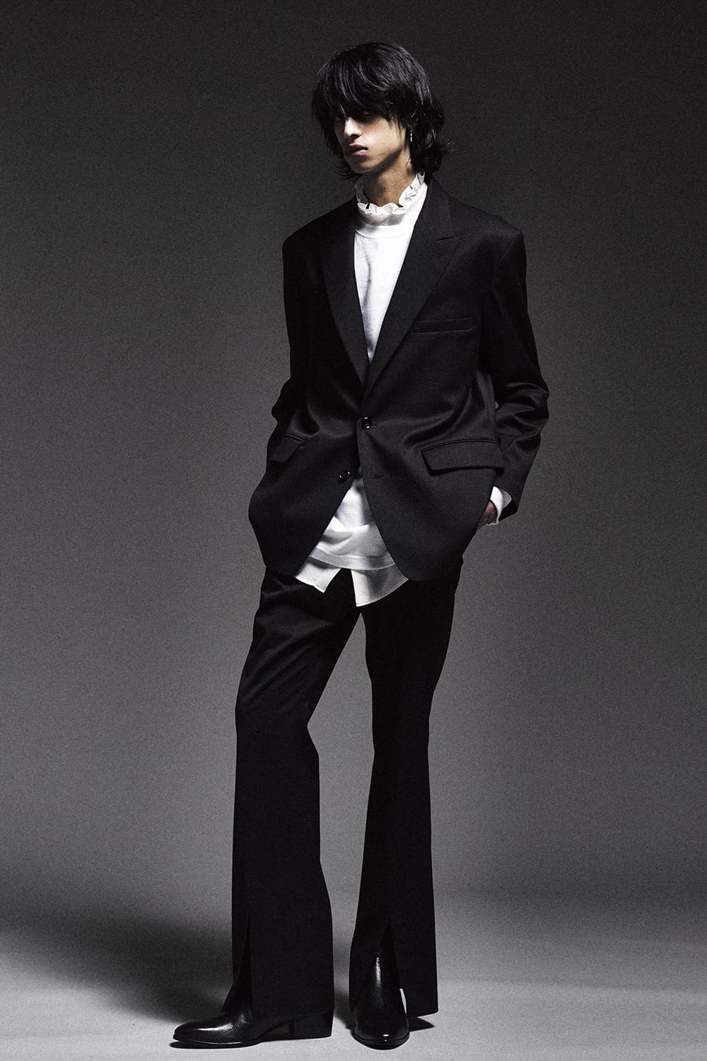 Satin Frill shirt (Cream)