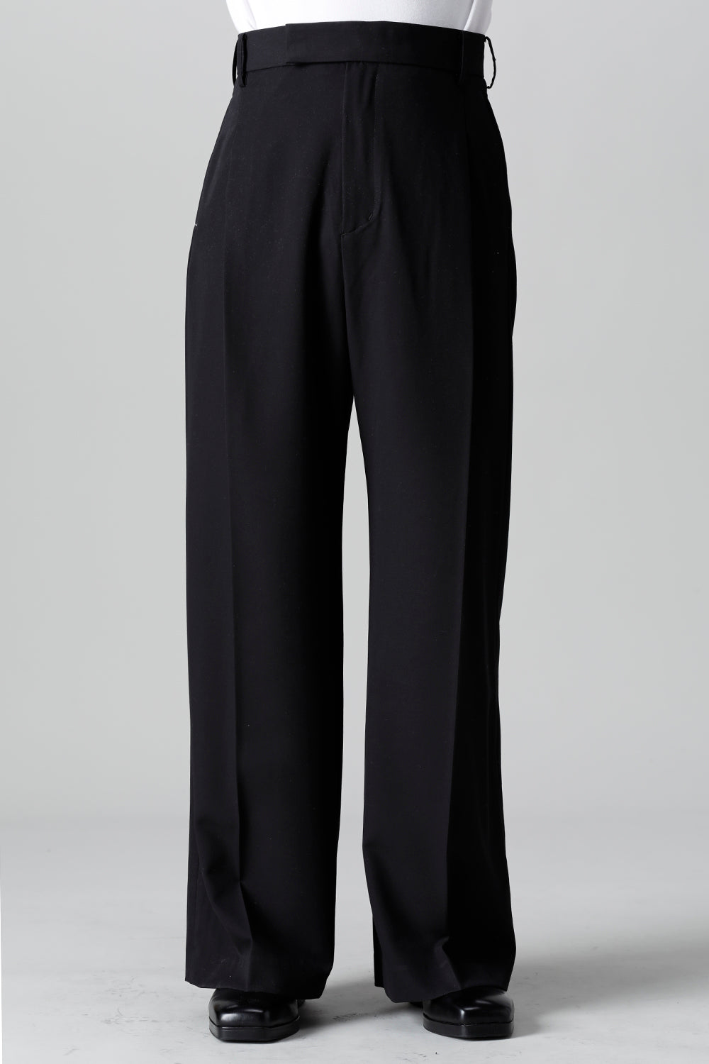 T/R Dry gabardine Stretch Tuck Wide pants Black