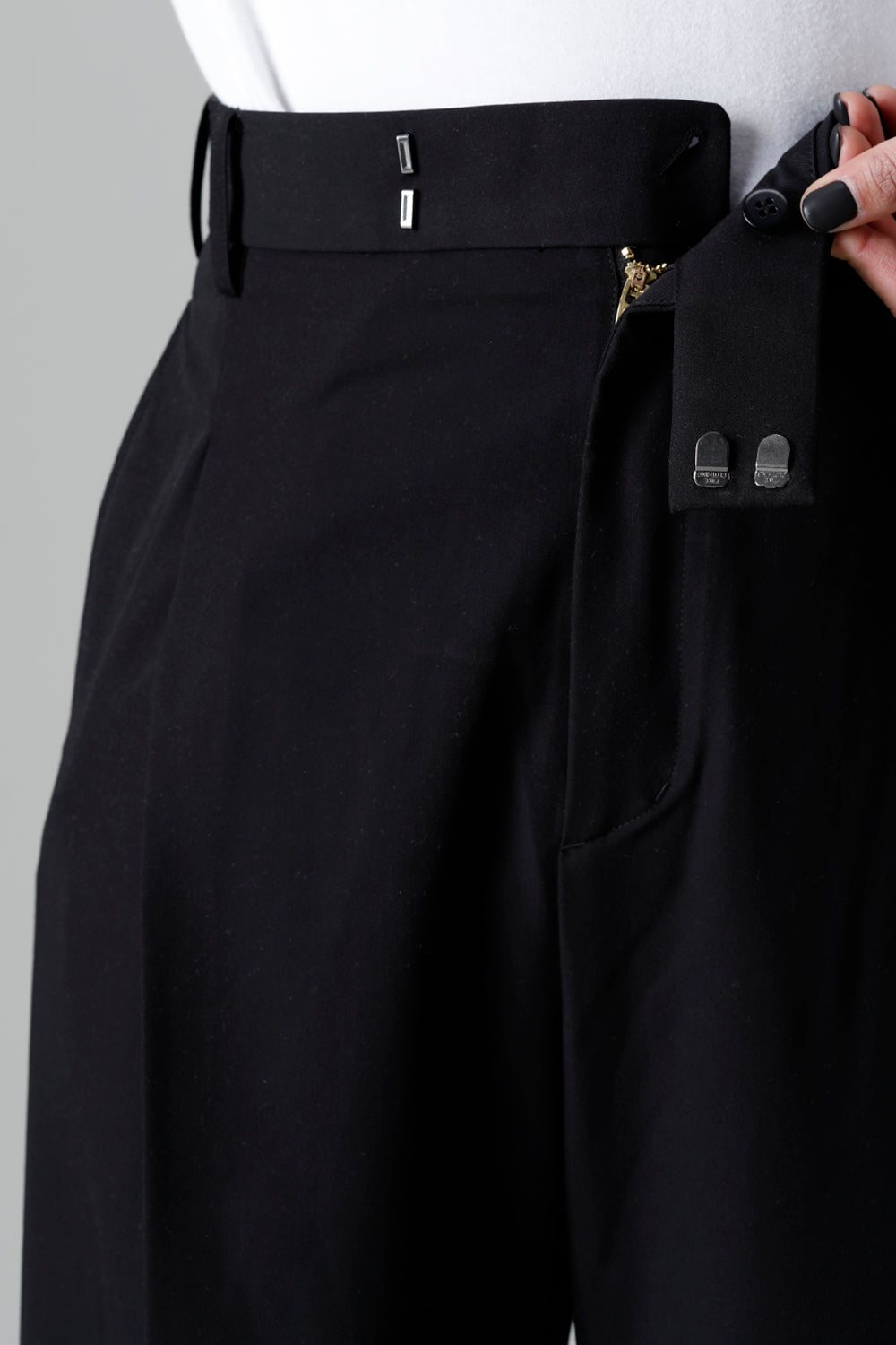 T/R Dry gabardine Stretch Tuck Wide pants Black